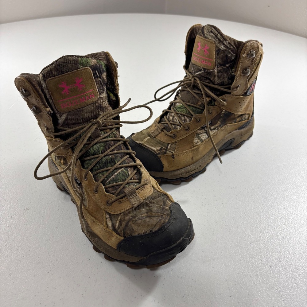 Under Armour Bozeman Womens 9.5 Waterproof Hunting Boots Camo Pink 1250600-946